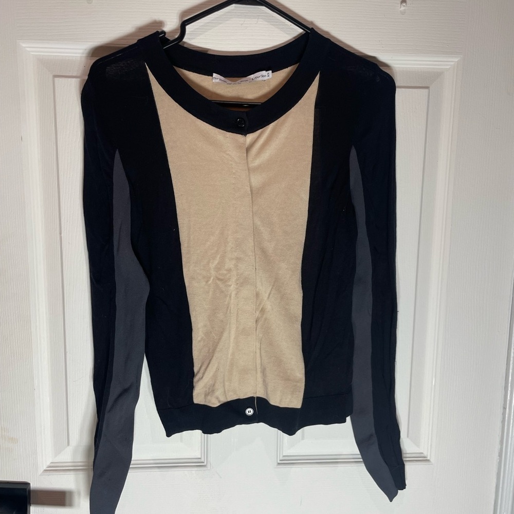 & Other Stories Black and Beige Colorblock Cardigan